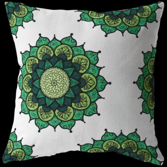 Moroccan Style Green Mandala Decorative Pillow - Picture 6 of 6